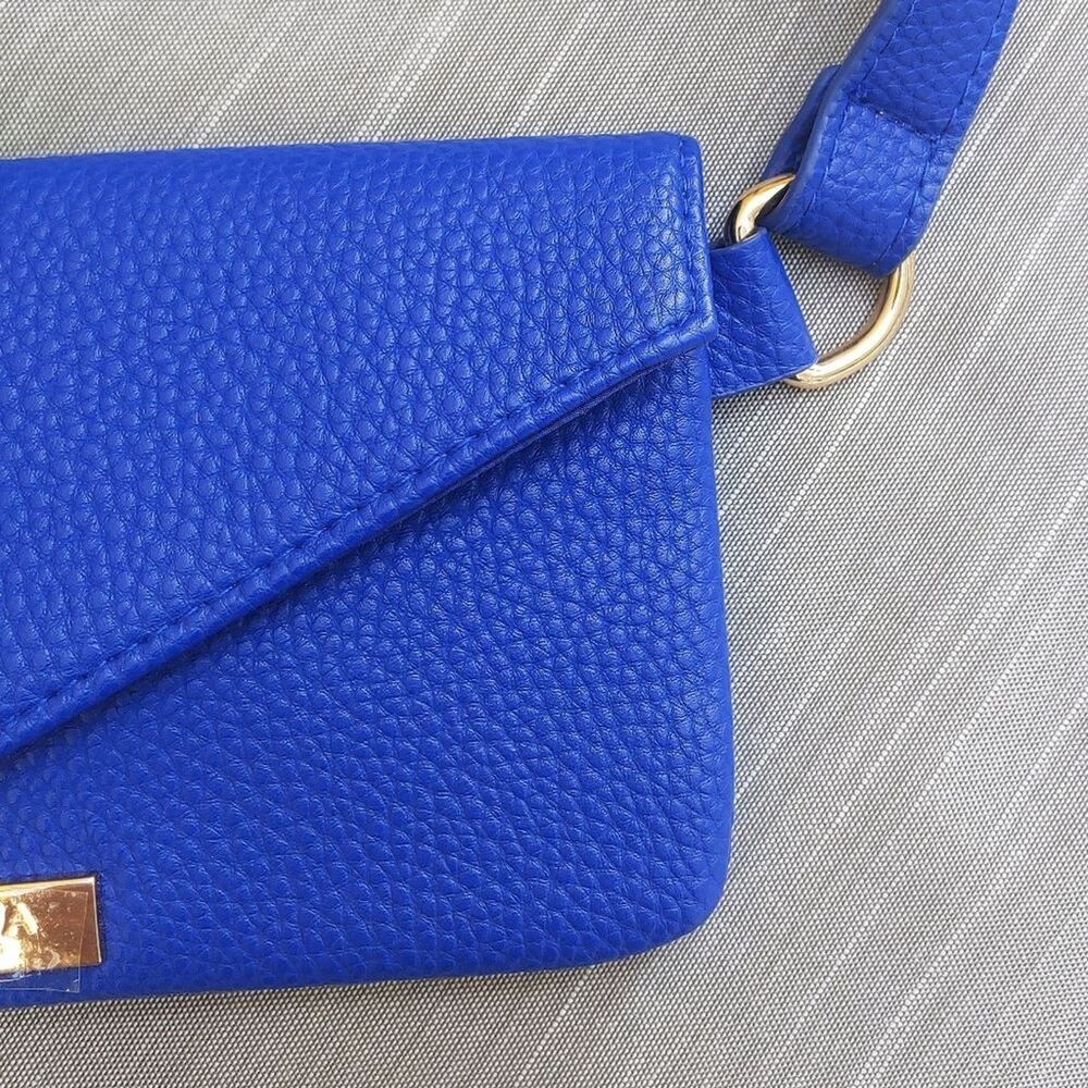 Escada Fragrances Bag Blue Indigo Pebbled Faux Leather Mini Shoulder Purse NWOT - Picture 7 of 8